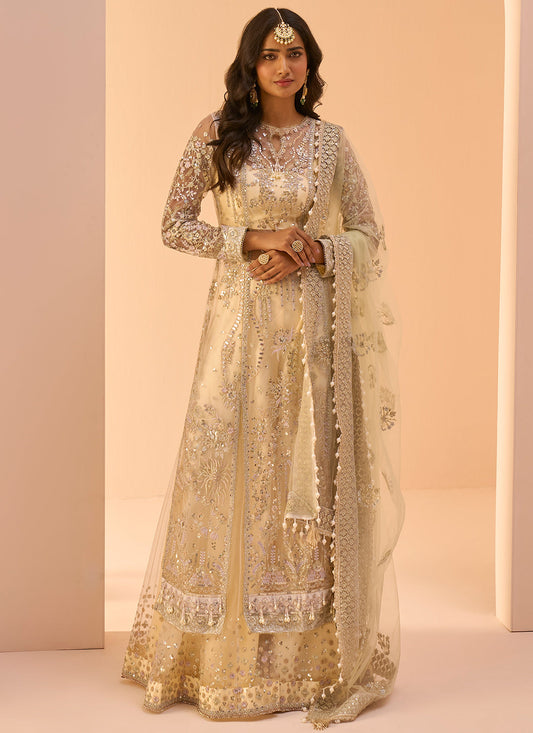 Soft Yellow Embroidered Lehenga