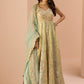 Green and Light Blue Embroidered Anarkali