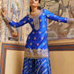 Blue Embroidered Brocade Sharara Suit