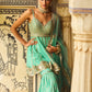 Mint Green Embroidered Peplum Style Gharara