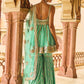 Mint Green Embroidered Peplum Style Gharara