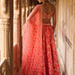 Orange Embroidered Brocade Lehenga