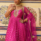 Hot Pink Hand Embroidered Brocade Anarkali