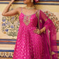 Hot Pink Hand Embroidered Brocade Anarkali