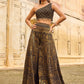 Black and Gold Embroidered Pant Set