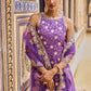 Purple and Gold Hand Embroidered Palazzo Suit