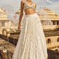 White Embroidered Brocade Lehenga