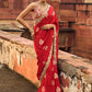 Red Embroidered Brocade Saree