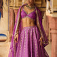 Purple Embroidered Brocade Lehenga