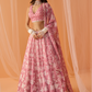 Dusty Pink White Floral Printed Lehenga