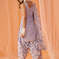 Grey White Floral Printed Punjabi Suit