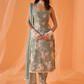 Dusty Green White Floral Printed Straight Suit