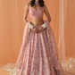 Peach White Floral Printed Lehenga