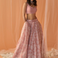 Peach White Floral Printed Lehenga