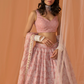 Peach White Floral Printed Lehenga