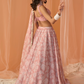 Peach White Floral Printed Lehenga