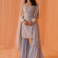 Light Blue White Floral Printed Gharara Suit