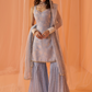 Light Blue White Floral Printed Gharara Suit