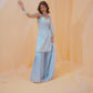 Light Blue White Floral Printed Gharara Suit