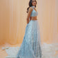Light Grey White Floral Printed Lehenga