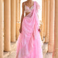 Ombre Pink Ruffled Chiffon Saree