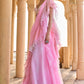 Ombre Pink Ruffled Chiffon Saree