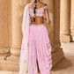 Soft Pink Off Shoulder Dhoti Style Suit