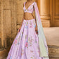 Soft Purple Embellished Velvet Lehenga
