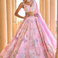 Peachy Pink Embellished Velvet Lehenga