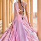 Peachy Pink Embellished Velvet Lehenga