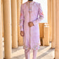 Lavender Hand Embroidered Velvet Sherwani