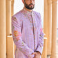 Lavender Hand Embroidered Velvet Sherwani