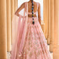 Peach Heavy Embellished Net Lehenga