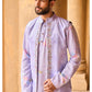 Periwinkle Velvet Embroidered Jacket With Kurta Set
