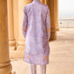 Periwinkle Velvet Embroidered Jacket With Kurta Set