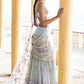 Dusty Blue Heavy Embellished Net Saree